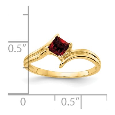 14K Yellow Gold Garnet Princess-Cut Ring – view 2