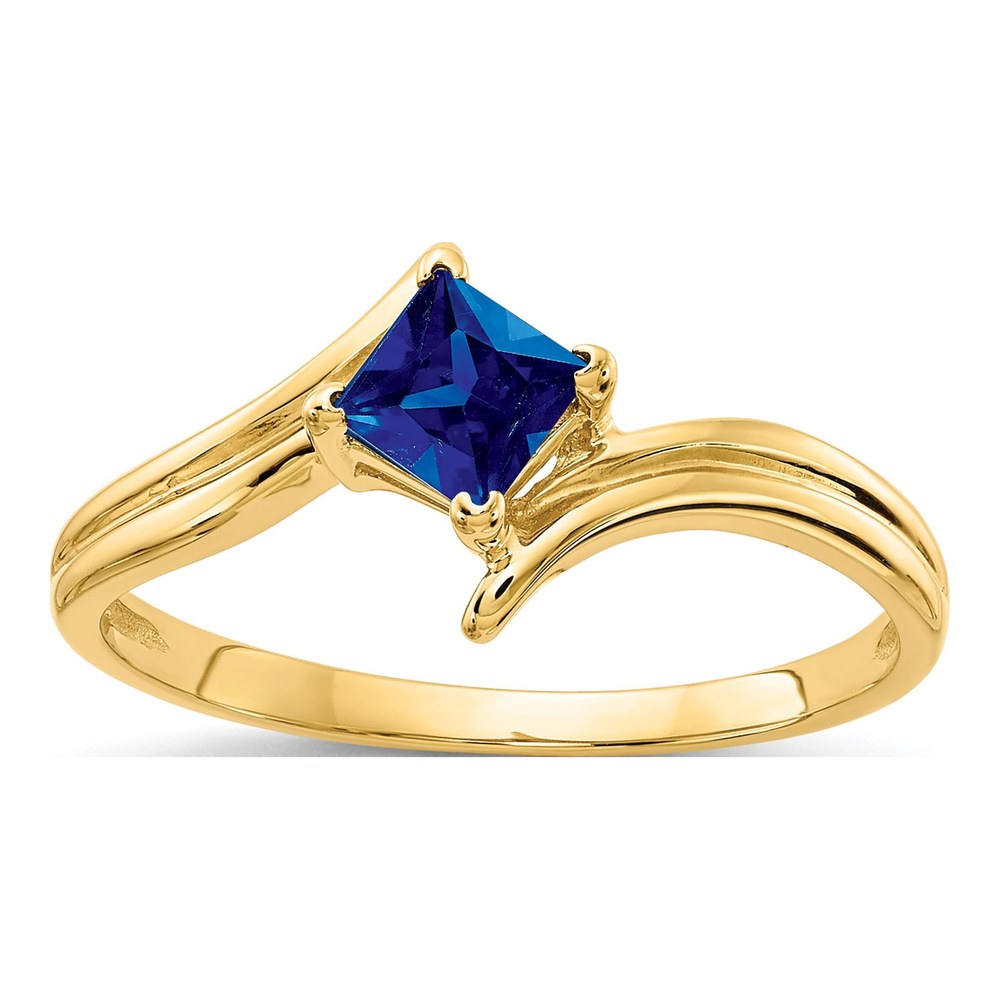 14K Yellow Gold Blue Sapphire Ring
