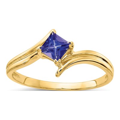14K Yellow Gold Tanzanite Princess-Cut Ring