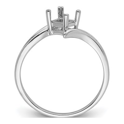 14K White Gold Bypass for Princess Ring Mounting – view 3