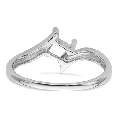 14K White Gold Bypass for Princess Ring Mounting – view 4