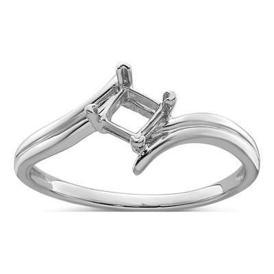 14K White Gold Bypass for Princess Ring Mounting