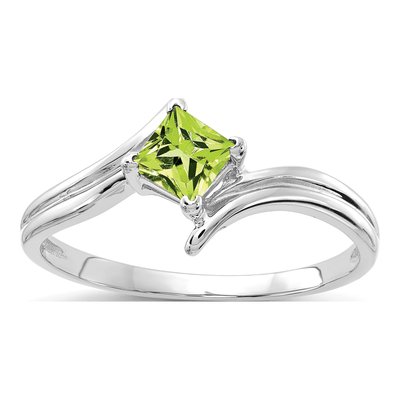 14K White Gold Peridot Bypass Ring