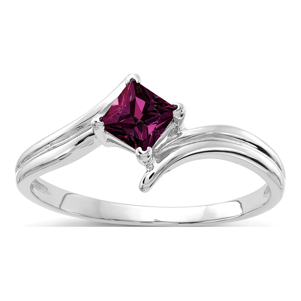 14K White Gold Rhodolite Garnet Bypass Ring