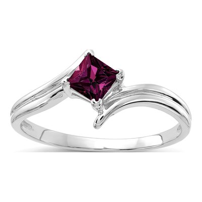 14K White Gold Rhodolite Garnet Bypass Ring