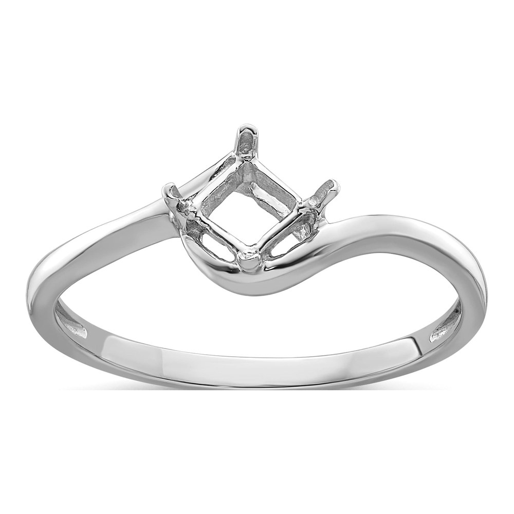 14K White Gold Princess Gem Ring Mounting