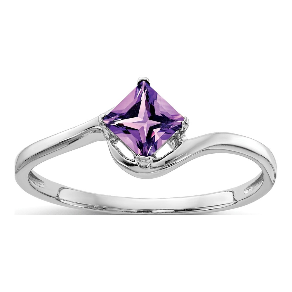 14K White Gold Amethyst Bypass Ring