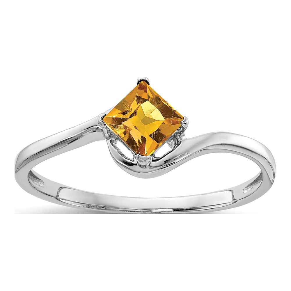 14K White Gold Citrine Bypass Ring