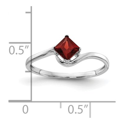 14K White Gold Garnet Princess-Cut Bypass Ring – view 3
