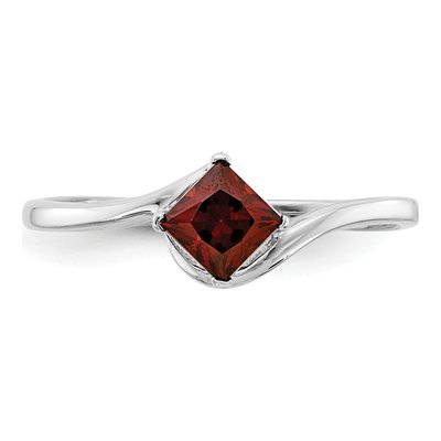 14K White Gold Garnet Princess-Cut Bypass Ring – view 5