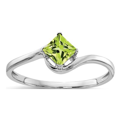 14K White Gold Peridot Bypass Ring