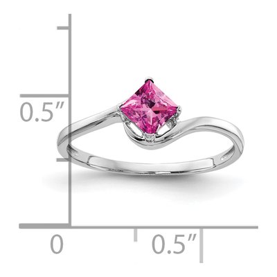 14K White Gold Pink Sapphire Princess-Cut Ring – view 2