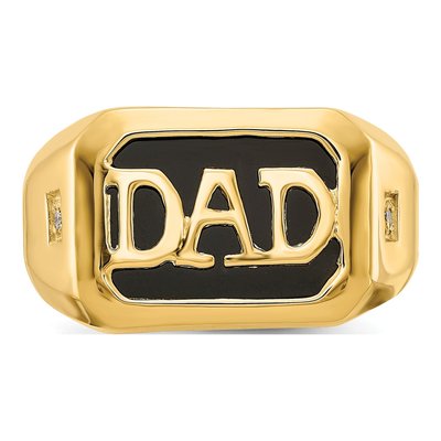 Men's 14K Yellow Gold Onyx & Diamond DAD Ring – view 5