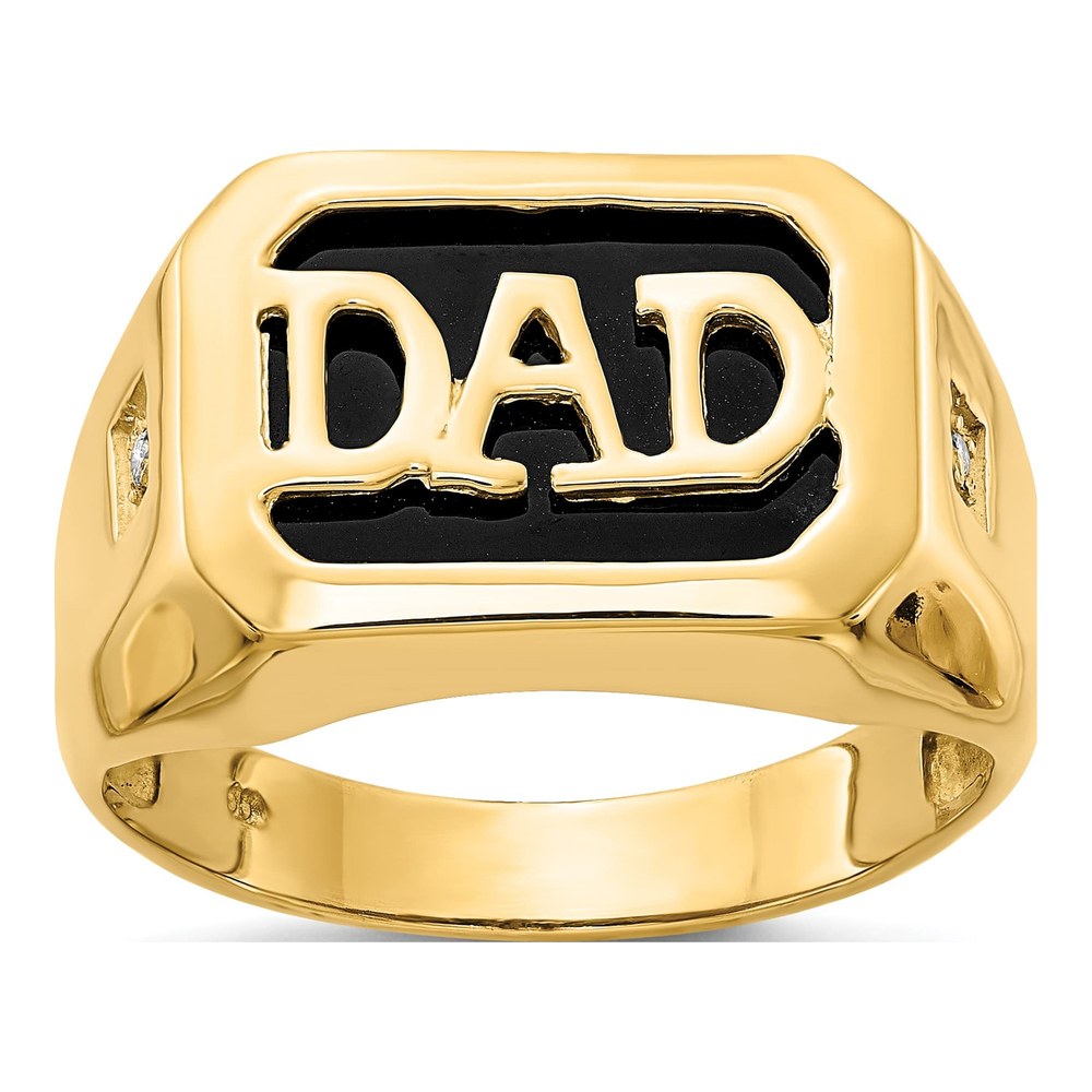 Men's 14K Yellow Gold Onyx & Diamond DAD Ring