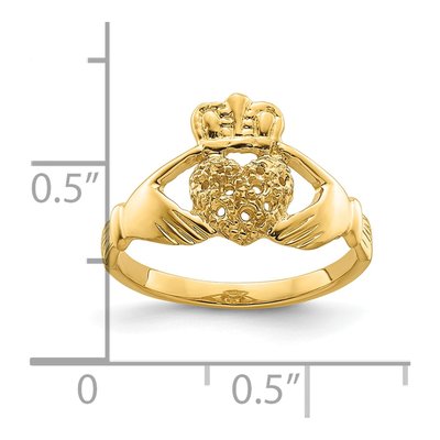 14K Yellow Gold Claddagh Ring Mounting – view 6