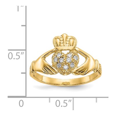 14K Yellow Gold 1/10 ct tw Diamond Claddagh Ring – view 3