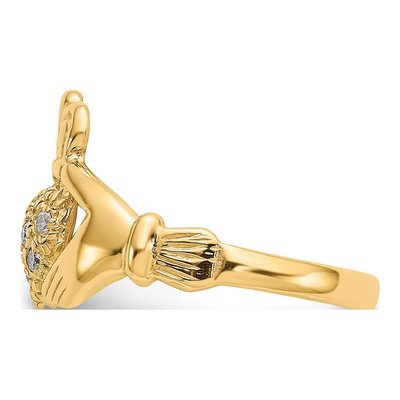 14K Yellow Gold 1/10 ct tw Diamond Claddagh Ring – view 4