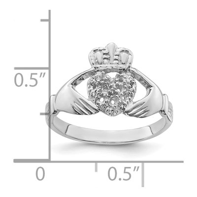 14K White Gold Claddagh Ring Mounting – view 7