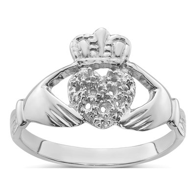 14K White Gold Claddagh Ring Mounting