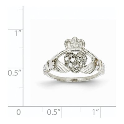 14K White Gold 1/10 ct tw Diamond Claddagh Ring – view 4