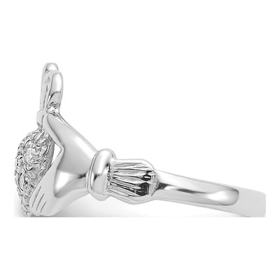 14K White Gold 1/10 ct tw Diamond Claddagh Ring – view 5