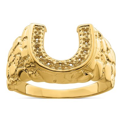 Men's 14K Yellow Gold Horseshoe Ring Mounting