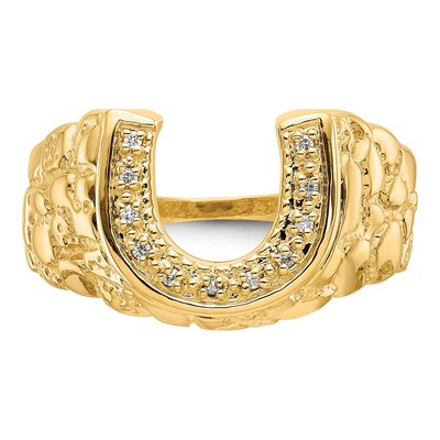Men's 14K Yellow Gold 1/20 ct tw Diamond Horseshoe Ring – view 4