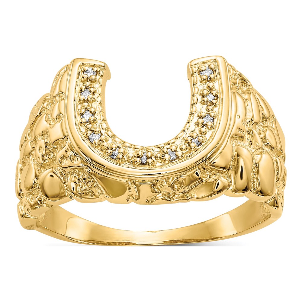 Men's 14K Yellow Gold 1/20 ct tw Diamond Horseshoe Ring