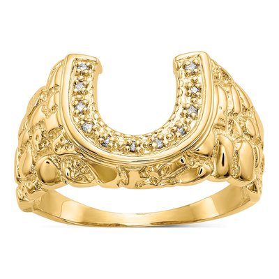 Men's 14K Yellow Gold 1/20 ct tw Diamond Horseshoe Ring
