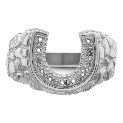Men's 14K White Gold Horseshoe Ring Mounting – view 5