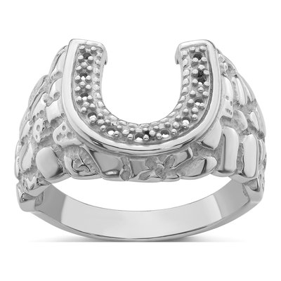 Men's 14K White Gold Horseshoe Ring Mounting