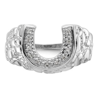 Men's 14K White Gold 1/20 ct tw Diamond Horseshoe Ring – view 4