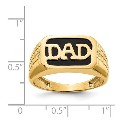 Men's 14K Yellow Gold Onyx & Diamond Dad Ring – view 3