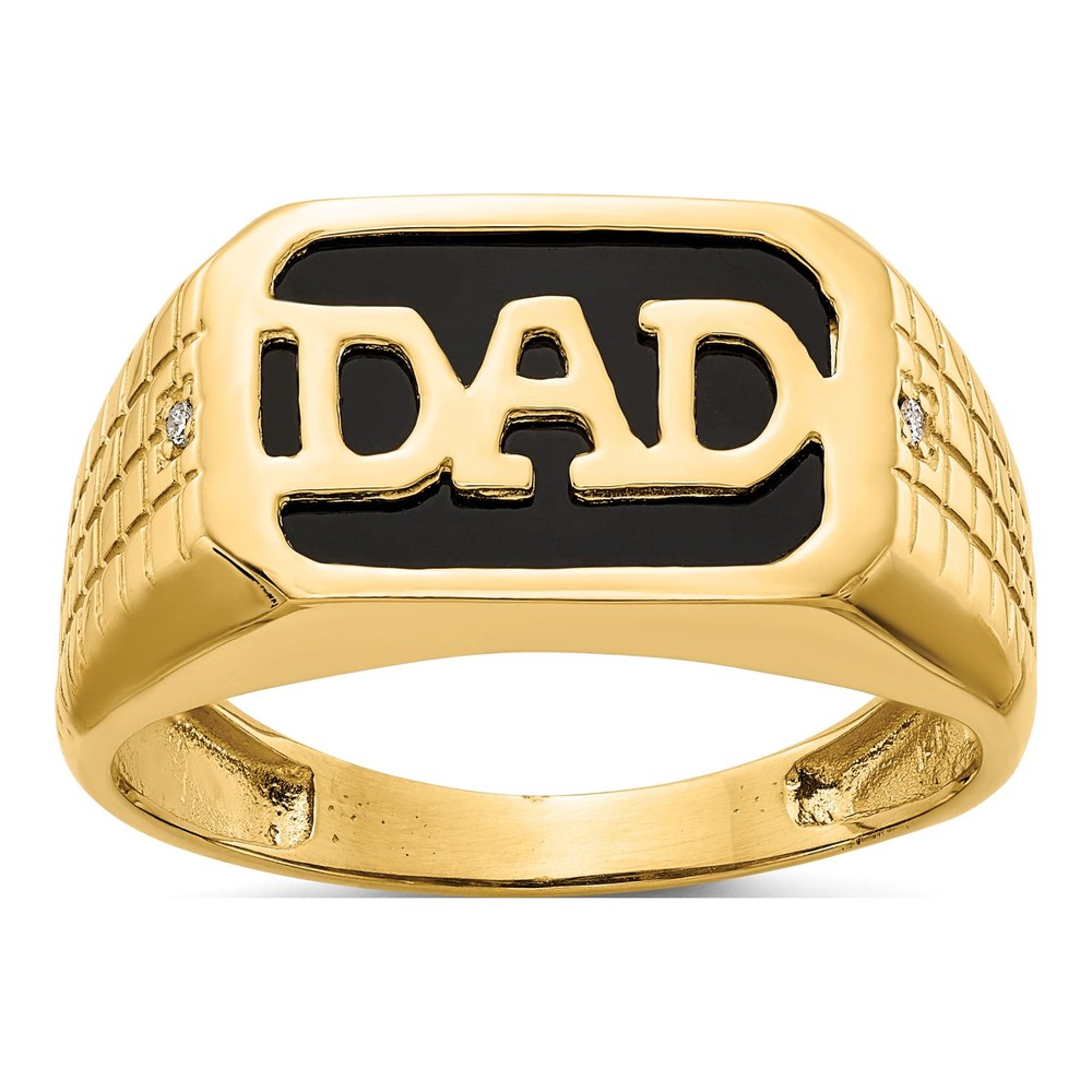 Men's 14K Yellow Gold Onyx & Diamond Dad Ring