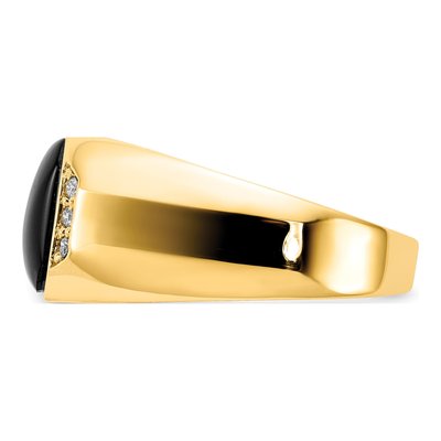 Men's 14K Yellow Gold 1/15 ct tw Onyx & Diamond Octagon Ring – view 2