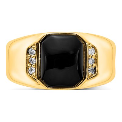 Men's 14K Yellow Gold 1/15 ct tw Onyx & Diamond Octagon Ring – view 3