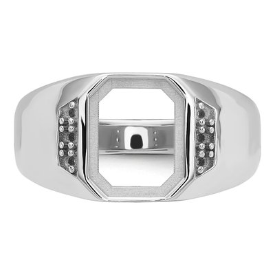 Men's 14K White Gold Onyx Holds Octagon Ring Mounting – view 5