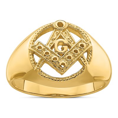 Men's 14K Yellow Gold Masonic Ring Mounting