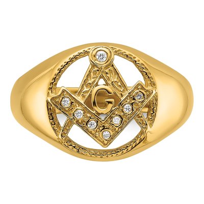 Men's 14K Yellow Gold 1/20 ct tw Diamond Masonic Ring – view 4