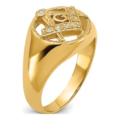 Men's 14K Yellow Gold 1/20 ct tw Diamond Masonic Ring – view 7