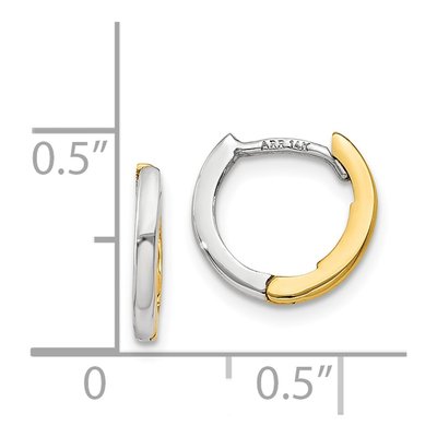 14K Two-Tone Gold 7mm Mini Round Huggie Hoop Earrings – view 5