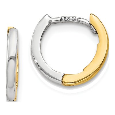14K Two-Tone Gold 7mm Mini Round Huggie Hoop Earrings