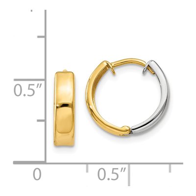 14K Two-Tone Gold 10mm Huggie Hoop Earrings – view 5