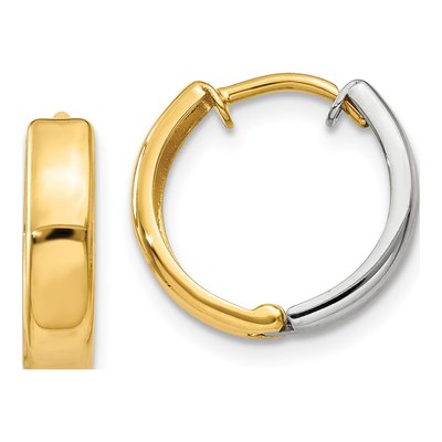 14K Two-Tone Gold 10mm Huggie Hoop Earrings