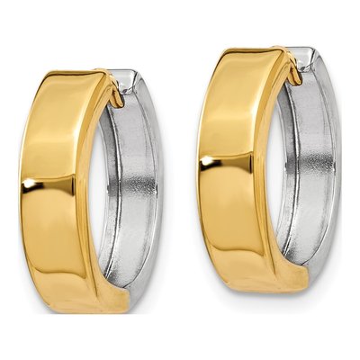 14K Two-Tone Gold 15mm Huggie Hoop Earrings – view 3