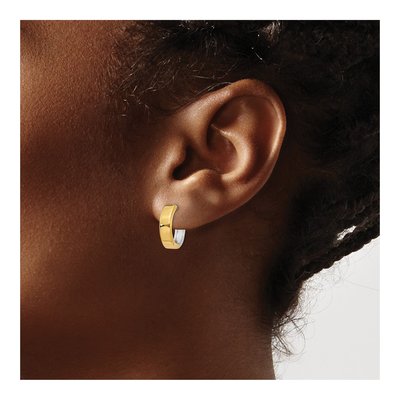 14K Two-Tone Gold 15mm Huggie Hoop Earrings – view 4
