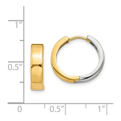 14K Two-Tone Gold 15mm Huggie Hoop Earrings – view 5