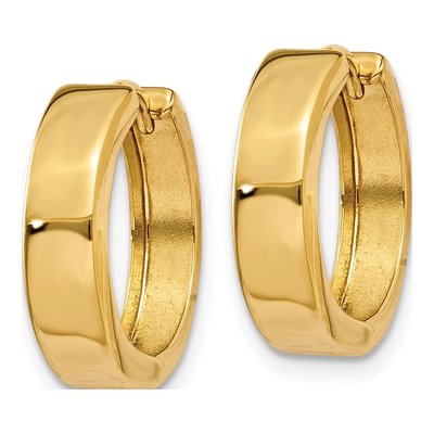 14K Yellow Gold 15mm Huggie Hoop Earrings – view 2