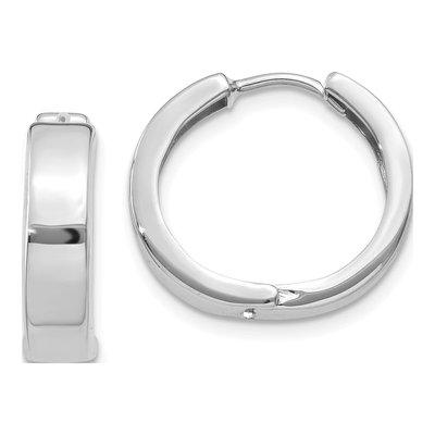 14K White Gold 15mm Huggie Hoop Earrings
