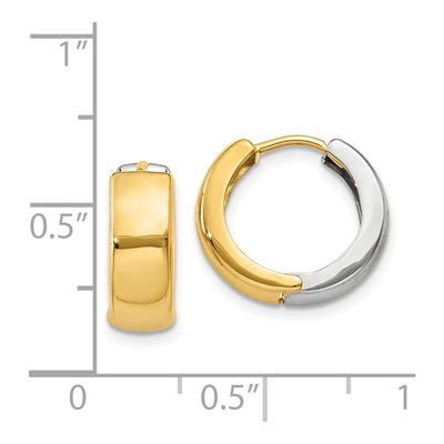 14K Two-Tone Gold 10mm Huggie Hoop Earrings – view 5